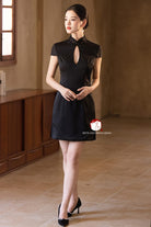 Beth and Brian Qipao-Exclusivedesigner Exclusive Designer Collection | Water Drop Collar Satin Mini Cheongsam