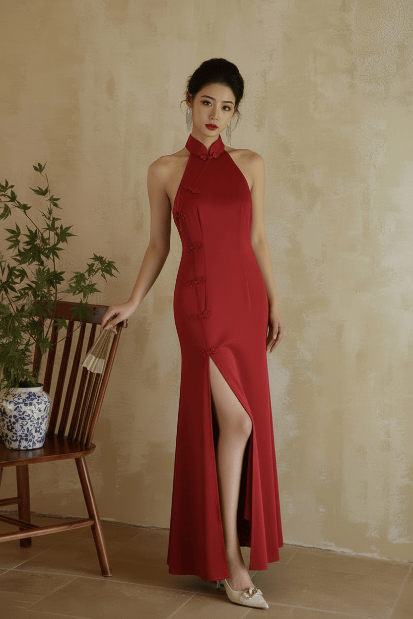 Beth and Brian Qipao - Exclusive Exclusive Designer Collection | Halter Mermaid Qipao