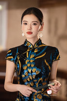 Beth and Brian Qipao-Exclusivedesigner Exclusive Designer Collection | Black and Blue Sequins Mini Qipao