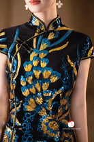 Beth and Brian Qipao-Exclusivedesigner Exclusive Designer Collection | Black and Blue Sequins Mini Qipao