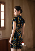 Beth and Brian Qipao-Exclusivedesigner Exclusive Designer Collection | Black and Blue Sequins Mini Qipao