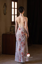 Beth and Brian Qipao-Exclusivedesigner Exclusive designer collection | Sheer Bottom Maxi Floral Sequins Qipao