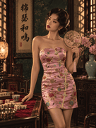 Beth and Brian Qipao-Exclusivedesigner Exclusive Designer, Brocade Satin Mini Qipao