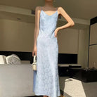 Beth and Brian Qipao-PX Sophia V‑Neck Satin Jacquard Slip Midi Dress (4 Colors Available)