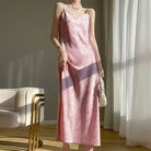 Beth and Brian Qipao-PX Sophia V‑Neck Satin Jacquard Slip Midi Dress (4 Colors Available)