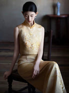 Beth and Brian Qipao-JY Camilla Gold Satin Two‑Piece Cheongsam Set