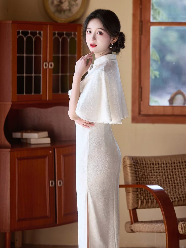 Beth and Brian Qipao-LSB Chloe White Lace Two‑Piece Cheongsam