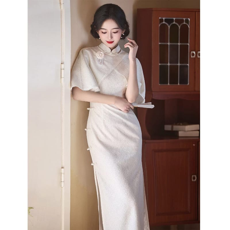 Beth and Brian Qipao-LSB Chloe White Lace Two‑Piece Cheongsam