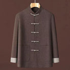 Beth and Brian Qipao-YK Men’s Wool‑Blend Thick Tang Coat With Long Sleeve