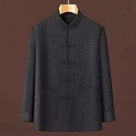 Beth and Brian Qipao-YK Men’s Wool‑Blend Thick Tang Coat With Long Sleeve