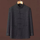 Beth and Brian Qipao-YK Men’s Wool‑Blend Thick Tang Coat With Long Sleeve