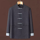 Beth and Brian Qipao-YK Men’s Wool‑Blend Thick Tang Coat With Long Sleeve