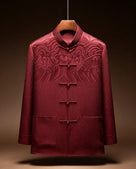 Beth and Brian Qipao-YK Arthur Men’s Satin Tang Suit Jacket With Long Sleeves