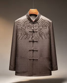 Beth and Brian Qipao-YK Arthur Men’s Satin Tang Suit Jacket With Long Sleeves