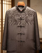 Beth and Brian Qipao-YK Arthur Men’s Satin Tang Suit Jacket With Long Sleeves