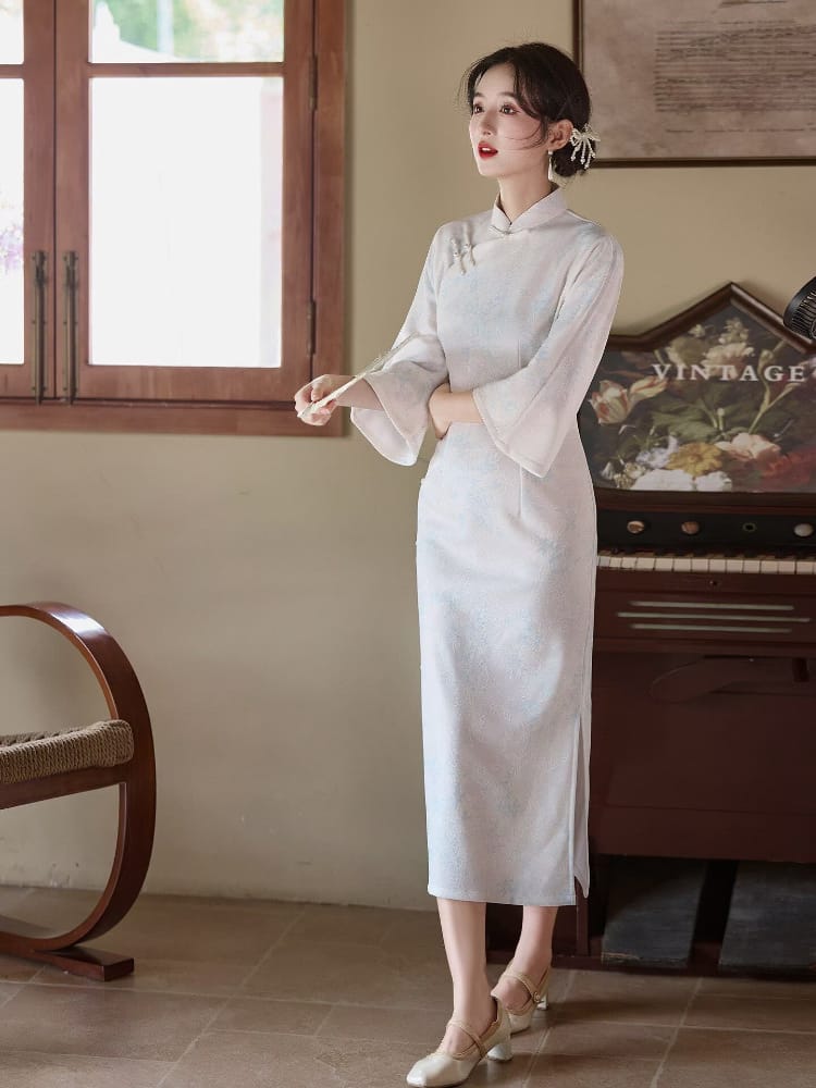 Beth and Brian Qipao-LSB Madelyn Autumn Winter Knitting Jacquard Cheongsam Dress