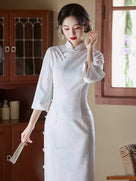Beth and Brian Qipao-LSB Madelyn Autumn Winter Knitting Jacquard Cheongsam Dress