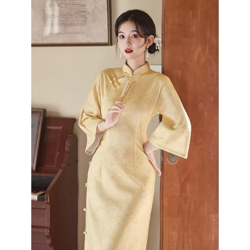 Beth and Brian Qipao-LSB Madelyn Autumn Winter Knitting Jacquard Cheongsam Dress
