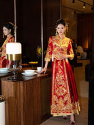 Beth and Brian Qipao - FXXZ Luxury Bespoke Goldfish&Wave Hand-Embroidery Qun Kua Set