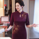 Beth and Brian Qipao-YZL Clara Mother's Formal Cheongsam, Triacetate Fabric (三醋酯纤维面料)