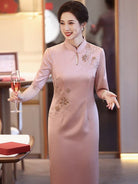 Beth and Brian Qipao-YZL Clara Mother's Formal Cheongsam, Triacetate Fabric (三醋酯纤维面料)
