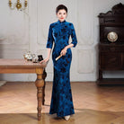 Beth and Brian Qipao-QCYJ Shirley Flocking Floral Mermaid Plus Size Cheongsam