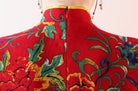 Beth and Brian Qipao-QCYJ Ruby Red Bold Floral Plus Size Cheongsam With Short Sleeves