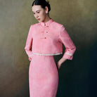 Beth and Brian Qipao-MY Hazel Pink Two Styles 2-Piece Cheongsam Set, Vest & Long Sleeve Jacket Options
