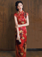Beth and Brian Qipao-TL Magnolia flower，premium 19 mome mulberry silk long Qipao for Tea Ceremonies