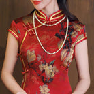Beth and Brian Qipao-TL Magnolia flower，premium 19 mome mulberry silk long Qipao for Tea Ceremonies
