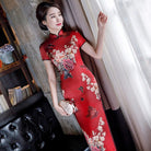 Beth and Brian Qipao-WXG Premium 19 mome mulberry Silk Red Tea Ceremony Qipao – Slim Fit Bridal Cheongsam
