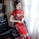 Beth and Brian Qipao-WXG Premium 19 mome mulberry Silk Red Tea Ceremony Qipao – Slim Fit Bridal Cheongsam