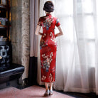 Beth and Brian Qipao-WXG Premium 19 mome mulberry Silk Red Tea Ceremony Qipao – Slim Fit Bridal Cheongsam