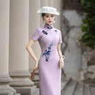 Beth and Brian Qipao-NL Luna Bamboo Embroidery Cheongsam With Short Sleeves