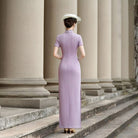 Beth and Brian Qipao-NL Luna Bamboo Embroidery Cheongsam With Short Sleeves