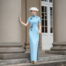 Beth and Brian Qipao-NL Luna Bamboo Embroidery Cheongsam With Short Sleeves