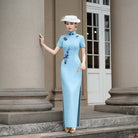Beth and Brian Qipao-NL Luna Bamboo Embroidery Cheongsam With Short Sleeves