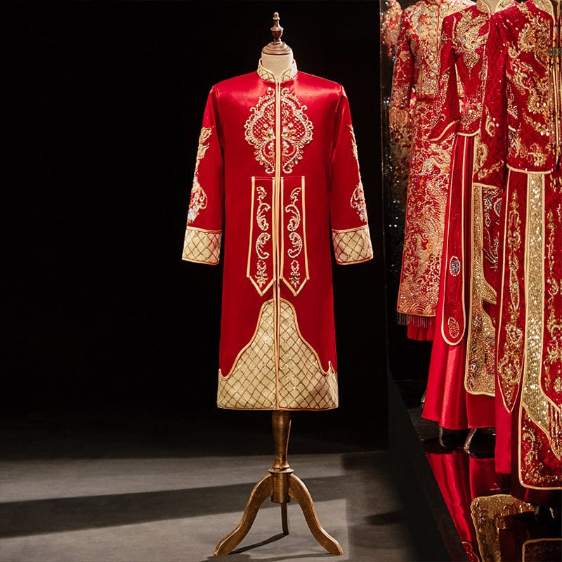 Beth and Brian Qipao-BM Dragon and phoenix embroidery, Chinese Xiuhe Wedding Tang Suit