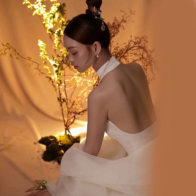 Beth and Brian Qipao-DW New Chinese style (新中式), high-end, jacquard long Qipao