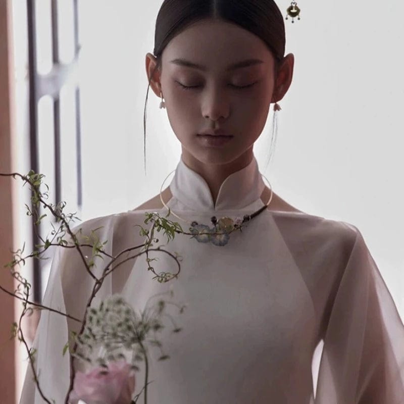 Beth and Brian Qipao-DW New Chinese style (新中式), high-end, jacquard long Qipao