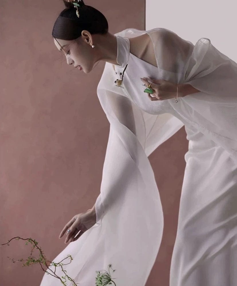 Beth and Brian Qipao-DW New Chinese style (新中式), high-end, jacquard long Qipao