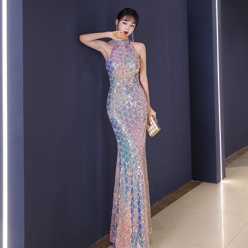 Beth and Brian Qipao-AZH Sequins Chinese prom dress, Sequins Chinese evening Qipao