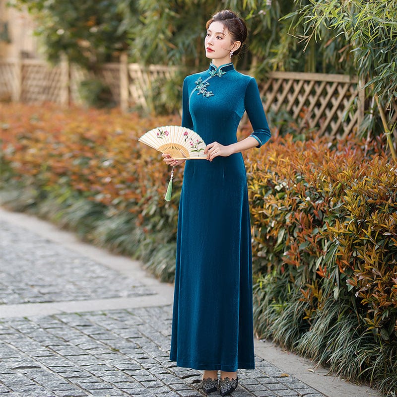 Beth and Brian Qipao -MW Fall collection, velvet fabric, plus size A line Qipao