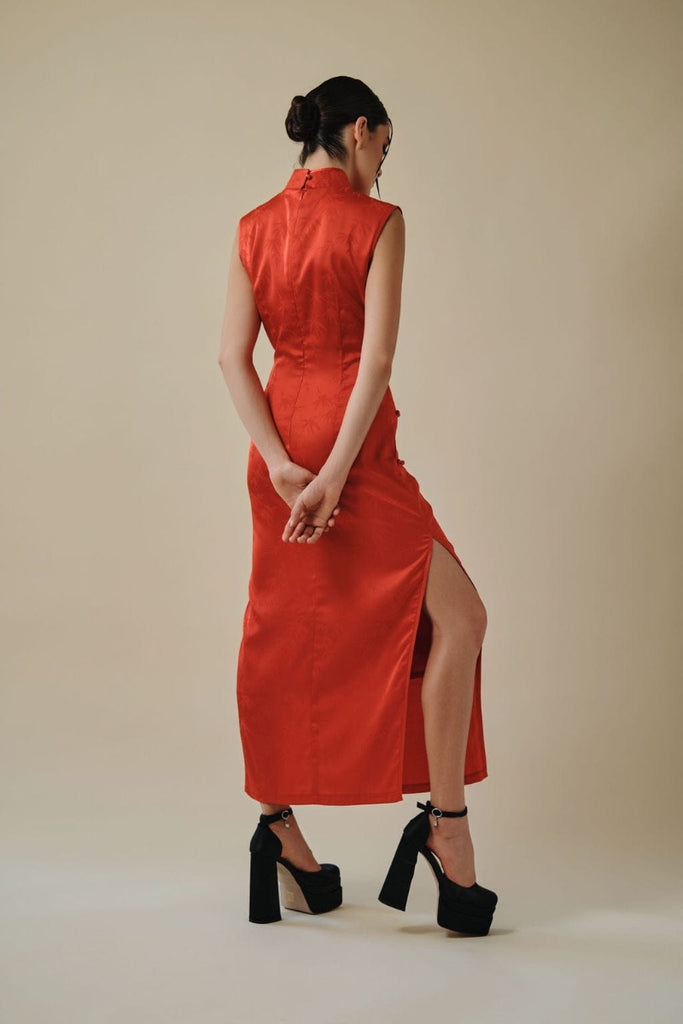 Beth and Brian Qipao-Exclusivedesigner satin long Qipao