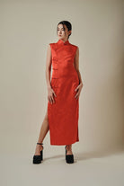 Beth and Brian Qipao-Exclusivedesigner satin long Qipao
