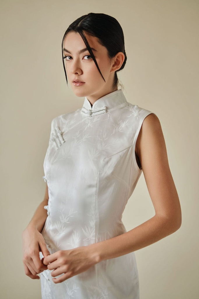 Beth and Brian Qipao-Exclusivedesigner satin long Qipao