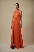 Beth and Brian Qipao-Exclusivedesigner Exclusive designer collection,  sleeveless satin floor length Qipao