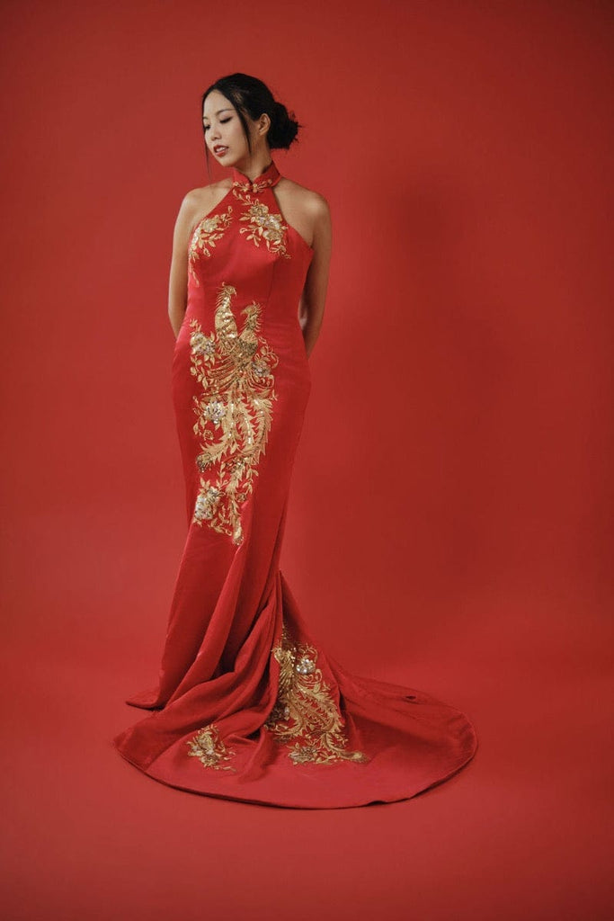Beth and Brian Qipao-Exclusivedesigner Exclusive designer collection, Phoenix embroidery, hight-end fishtail Qipao