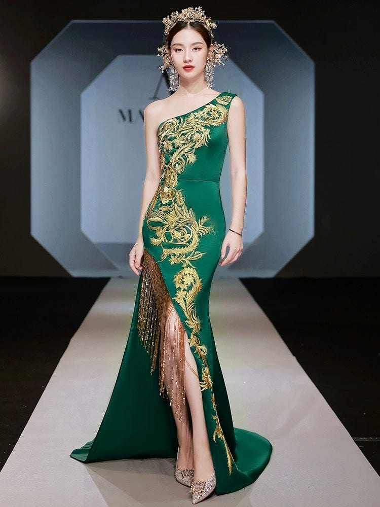 Beth and Brian Qipao-ZGX Phoenix embroidery, high-end fish tail Qipao, luxury Qipao