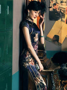 Beth and Brian Qipao-TL 19 mome mulberry silk , Floral pattern, High-end longQipao